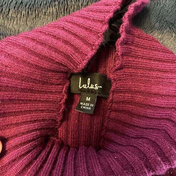 Lulu’s Wonderous Winter Plum Ribbed long sleeve bodycon dress - Picture 4 of 5